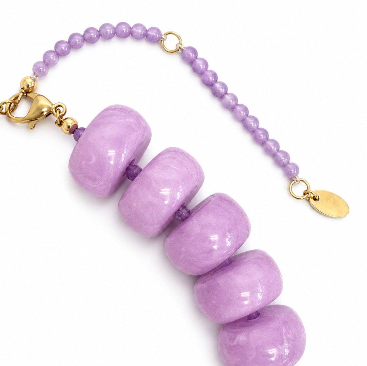 Chunky Resin &amp; Natural Stone Bead Necklace: Red Jasper Glow