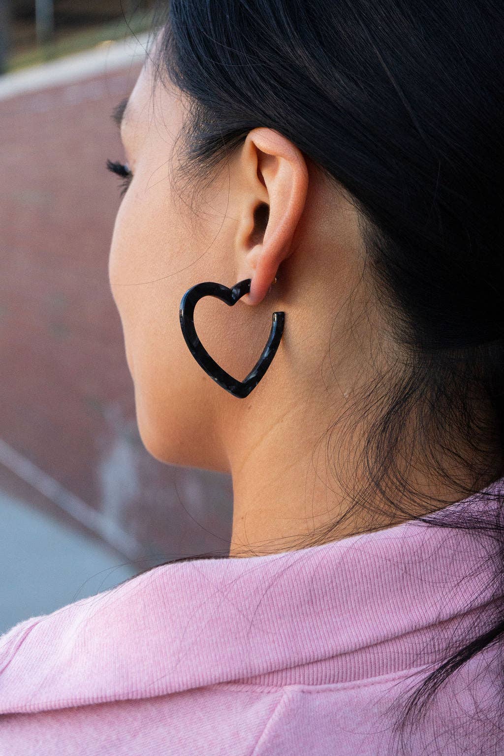 Heart Hoops - Black // Valentine&