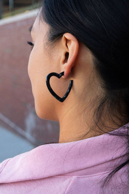 Heart Hoops - Black // Valentine&
