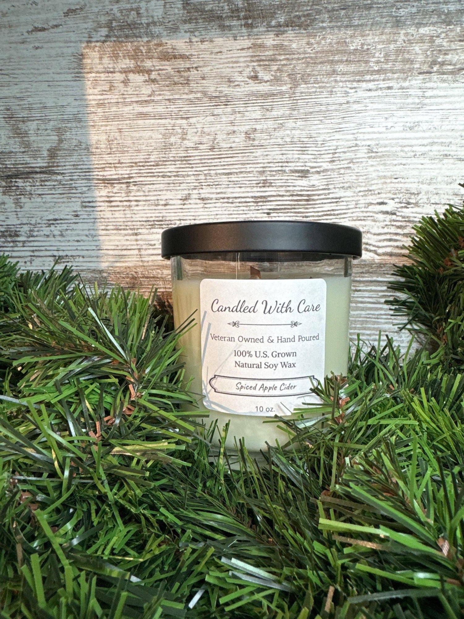 Spiced Apple Cider Soy Wax Candle with Wood Wick: 16 oz.