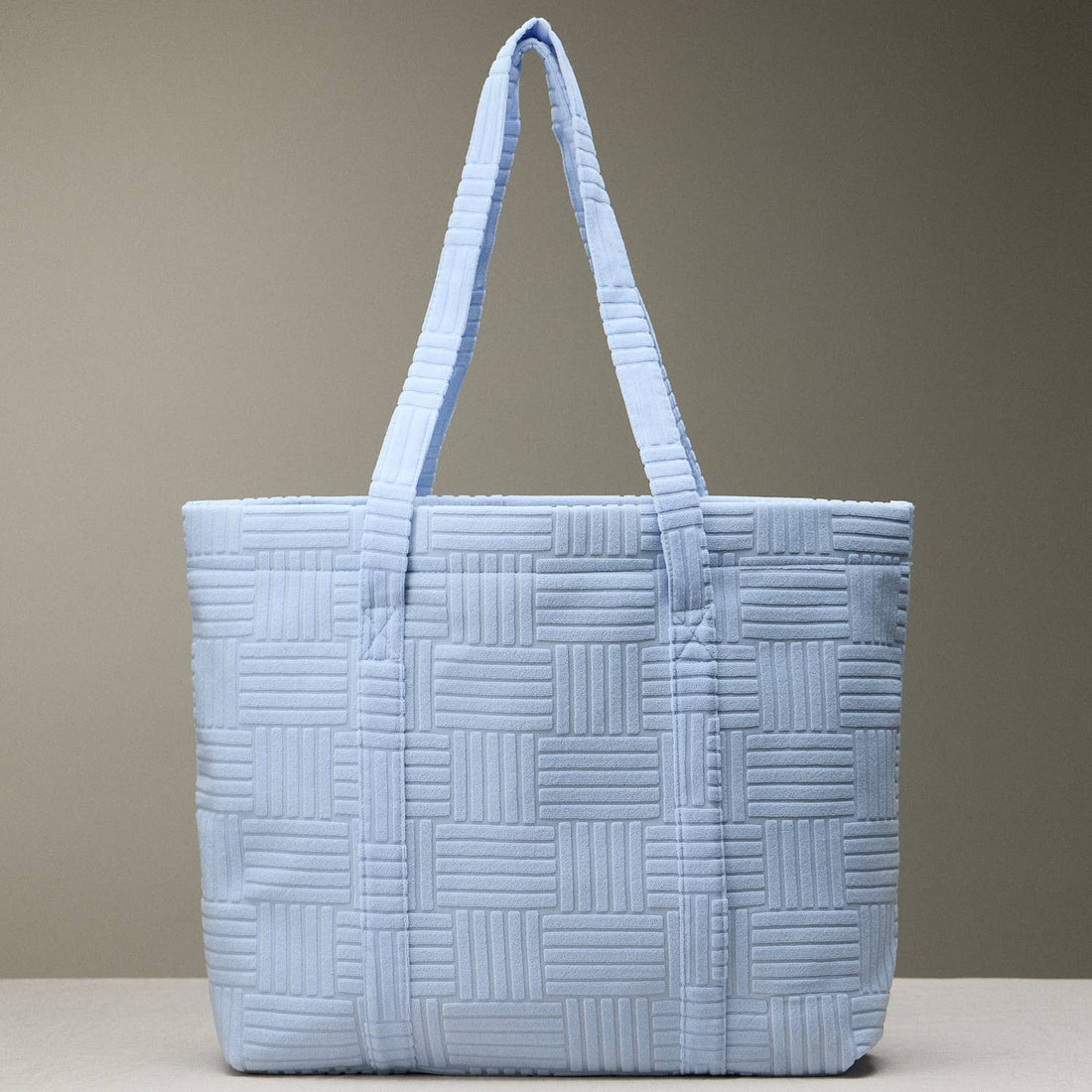 Quilted Tote Bag with Woven Texture: Light Blue / One / 5AG78035