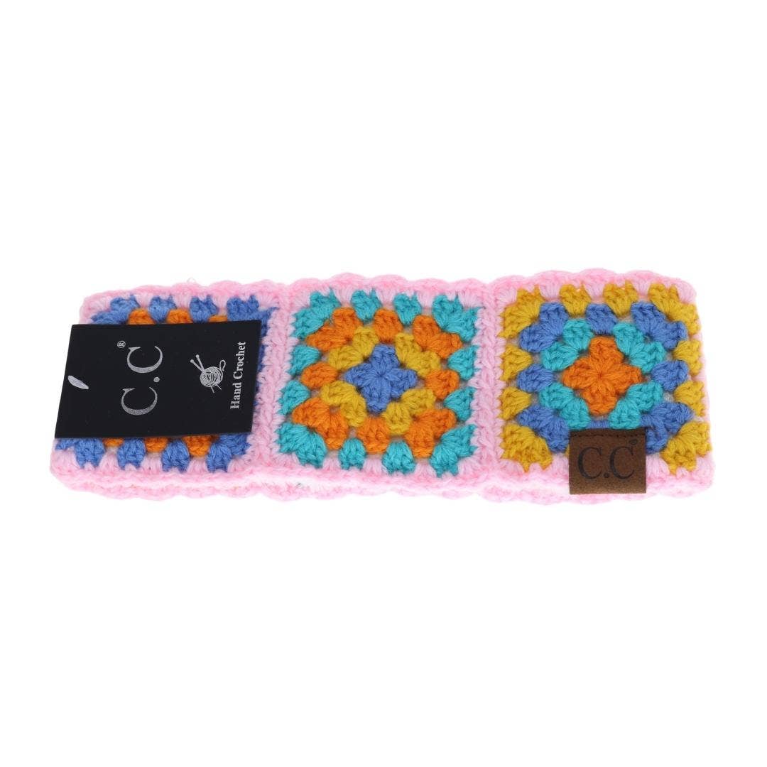 Fuzzy Lined Multi-Color Crochet Fashion Headband for Women: Black