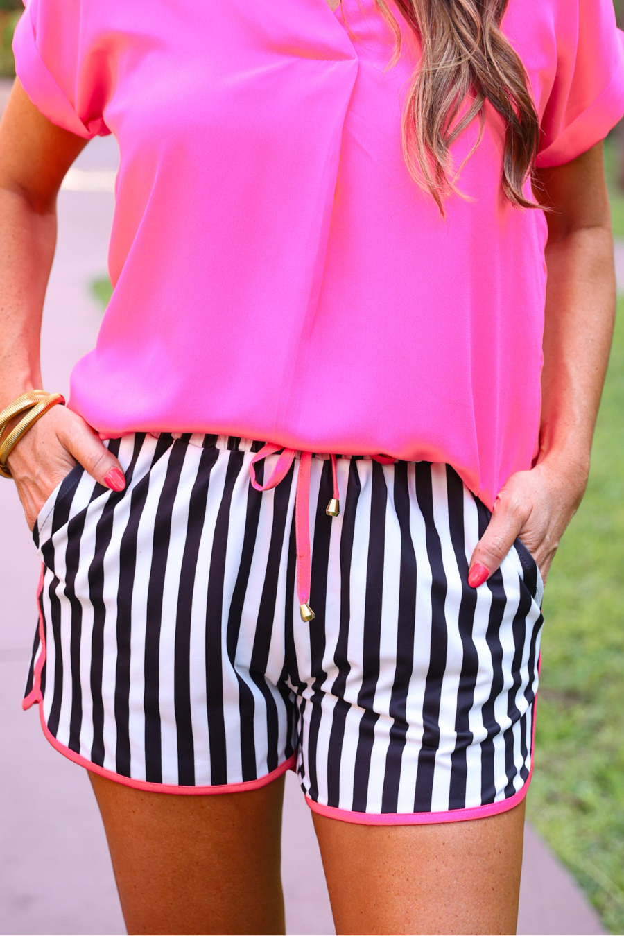Rosemary Stripes Everyday Shorts: Black by Jess Lea