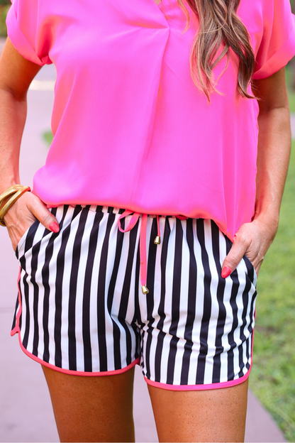 Rosemary Stripes Everyday Shorts: Black by Jess Lea