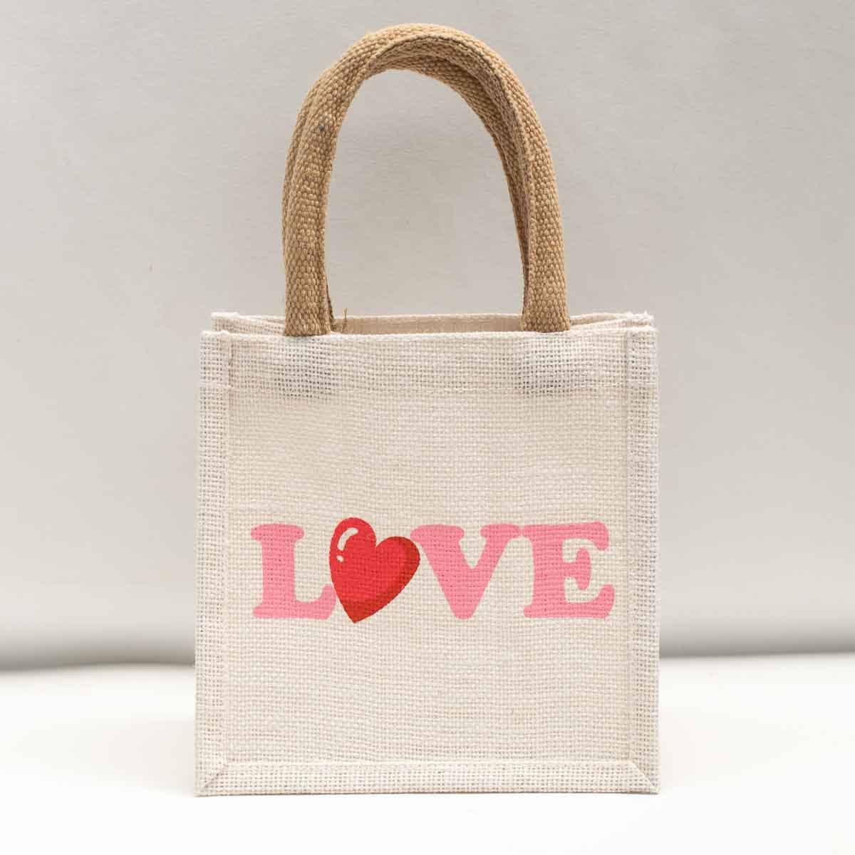 Love Petite Gift Tote   White/Pink/Cherry   7x7x5