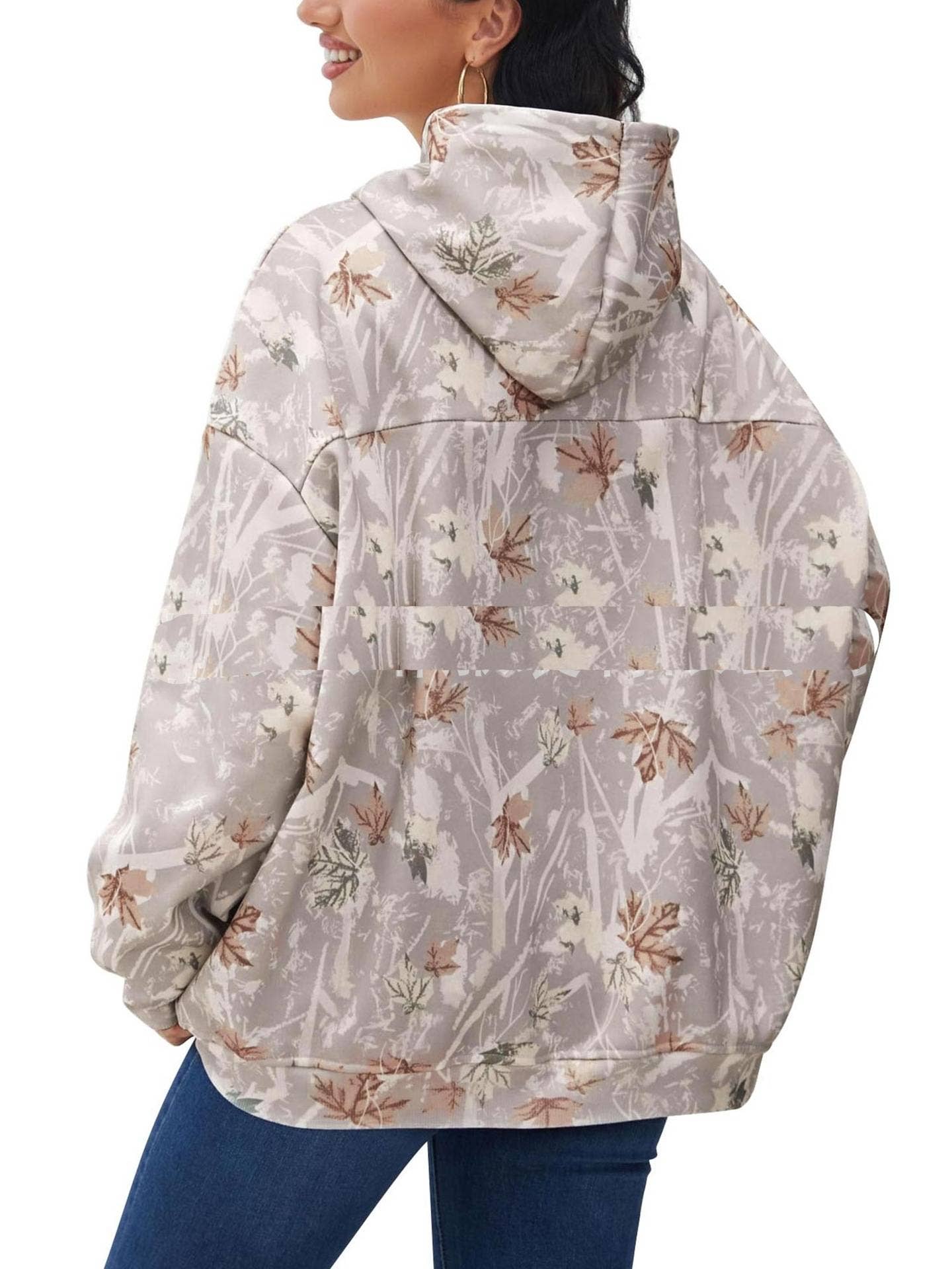 Maple Leaf Print Camouflage Essential Hoodie: NO03 / L