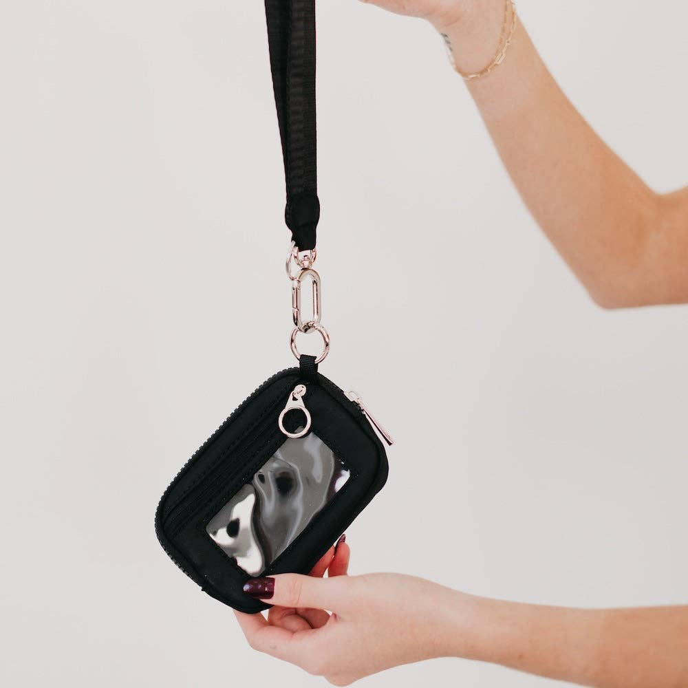 Nelly Nylon Card Wallet Wristlet: Checkered White/Black