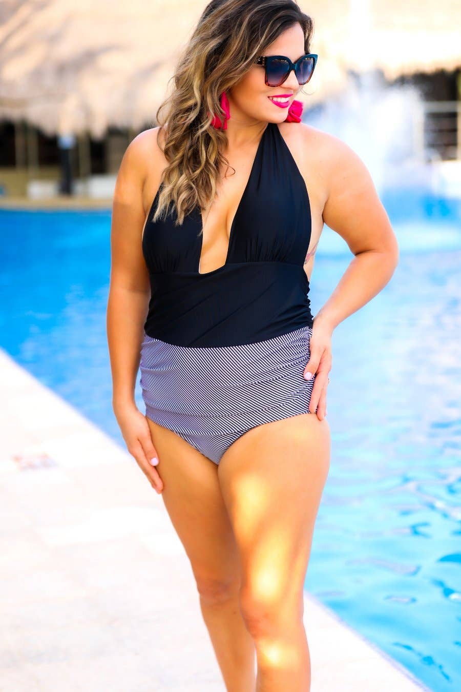 Make A Splash Halter Swimsuit by Jess Lea: Black