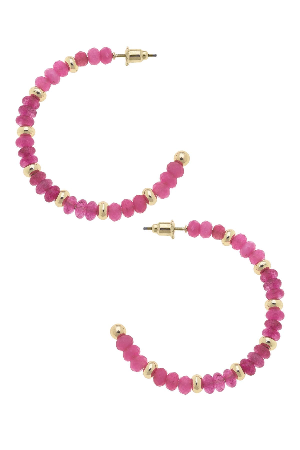 Hallie Beaded Gemstone Hoop Earrings: Navy
