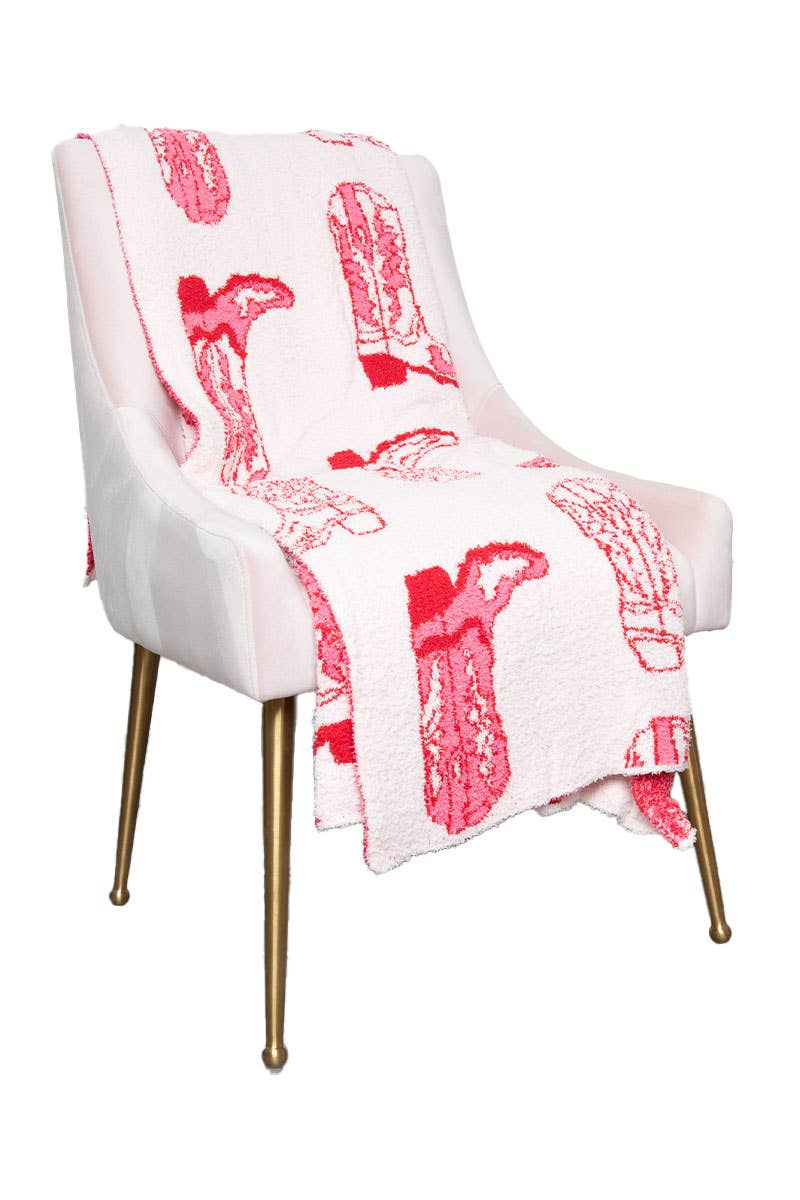 Light Pink Western Boots Throw Blanket: Light Pink
