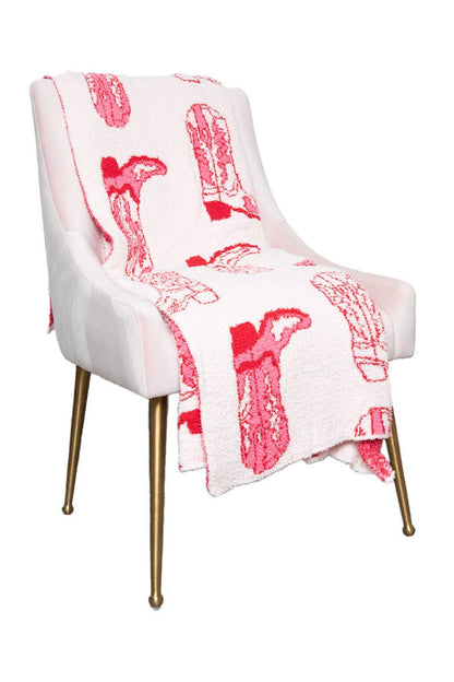 Light Pink Western Boots Throw Blanket: Light Pink