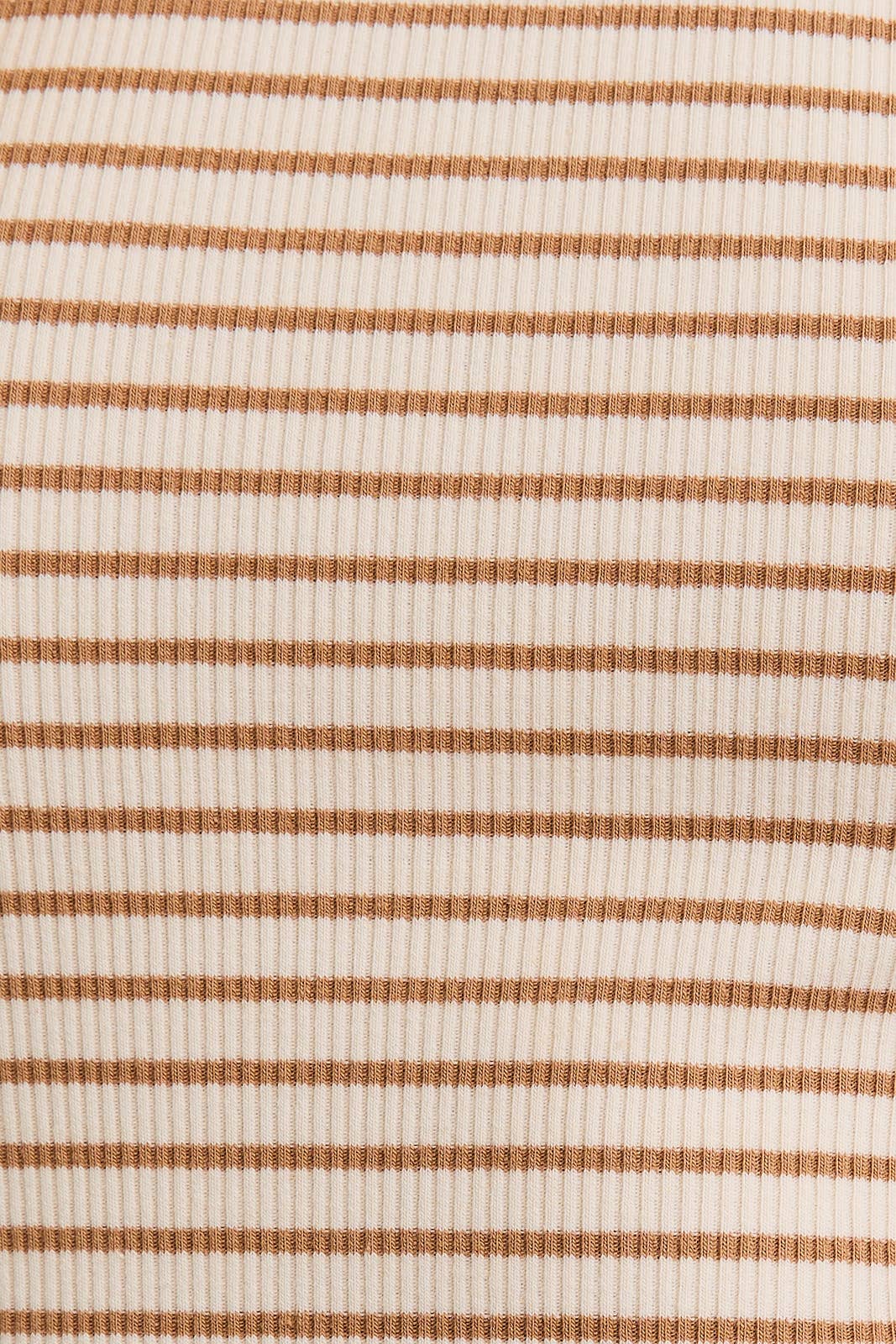 ROUND NECK SLEEVELESS STRIPE BODYSUIT: BROWN-WHITE STRIPE / M
