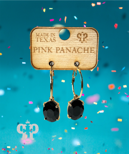 Oval rhinestone earring E103: Black