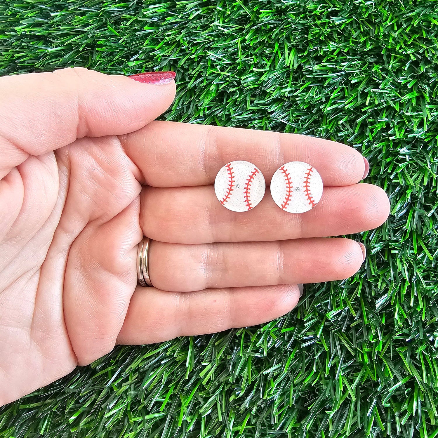 Glitter Baseball Studs // Game Day Earrings