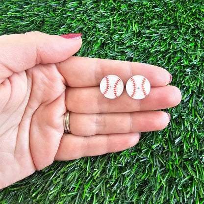 Glitter Baseball Studs // Game Day Earrings