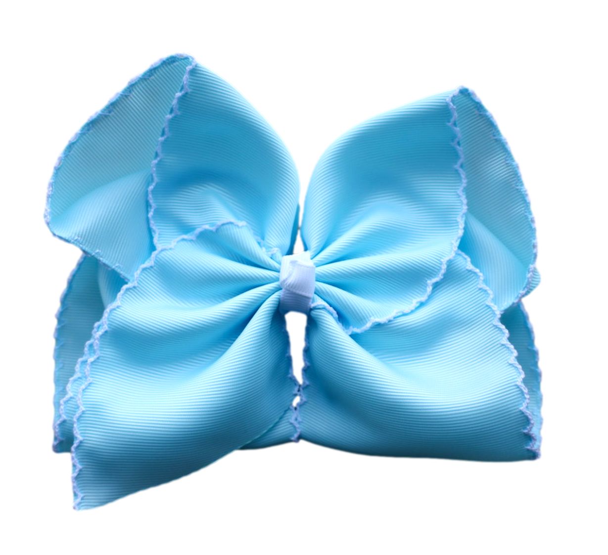 Light Blue Moon Stitch Hair Bow : Nylon Headband / 4 inch