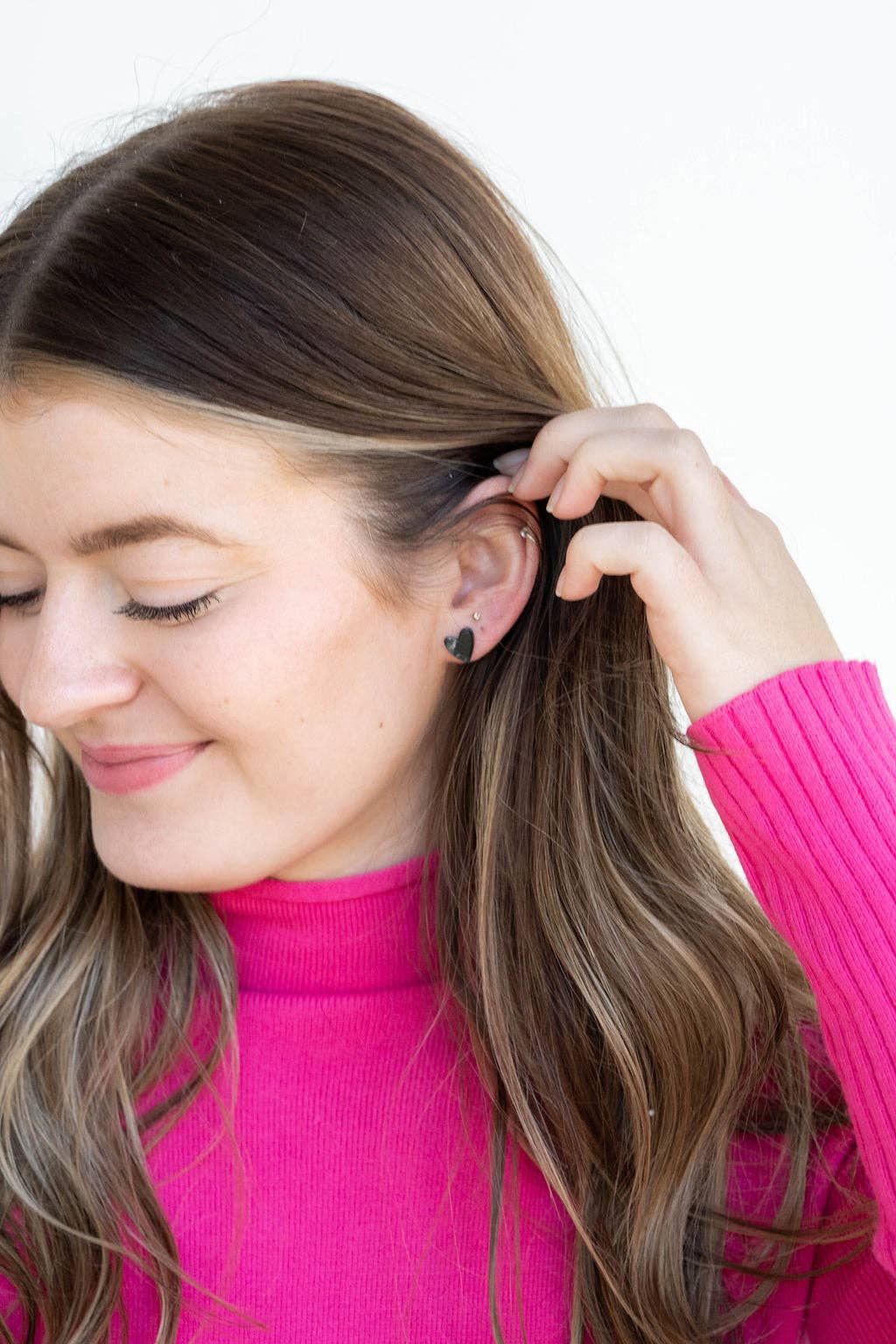 Hand Drawn Heart Studs - Black // Jewelry, Earrings, Gifts, Valentine