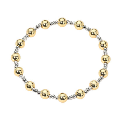 Stainless Steel Alternating Beaded Stretch Bracelet: Silver,Two Tone