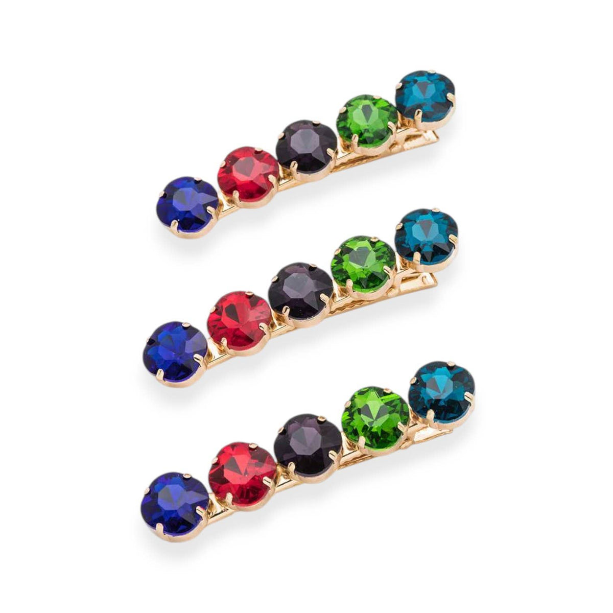 Round Crystal Alligator Hair Clip: Rhodium/AB