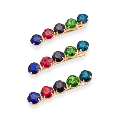 Round Crystal Alligator Hair Clip: Rhodium/AB