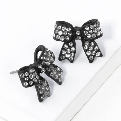 Crystal Rhinestone Pave Bow Stud Earrings
: Black Clear