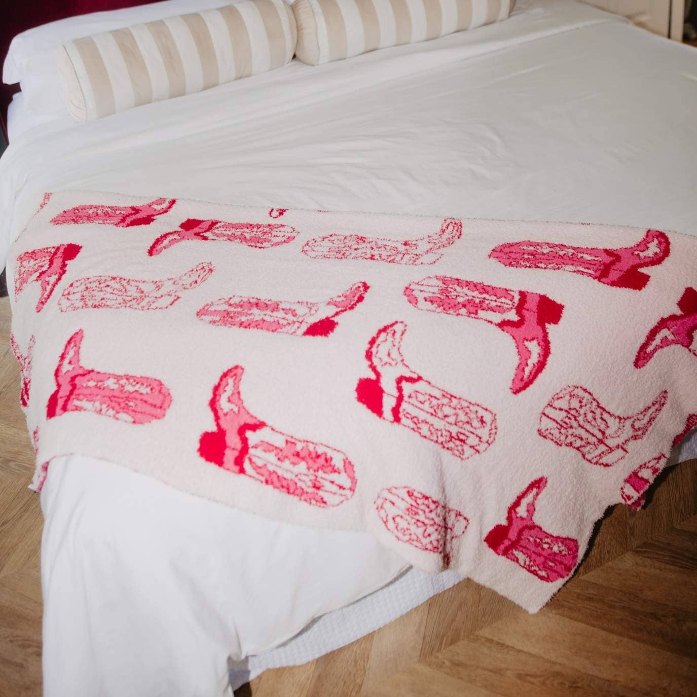 Light Pink Western Boots Throw Blanket: Light Pink