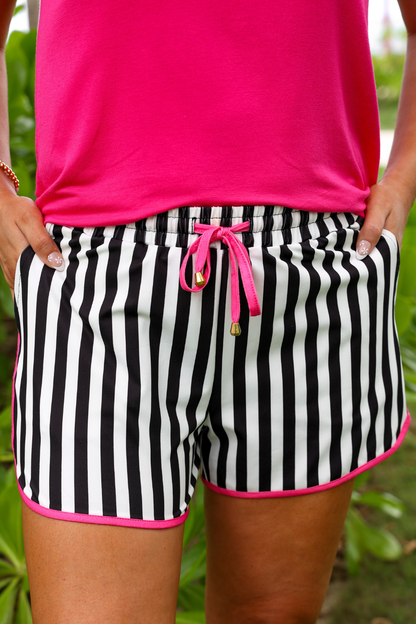 Rosemary Stripes Everyday Shorts: Black by Jess Lea