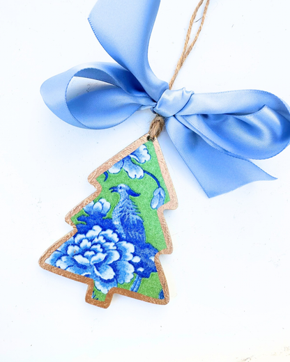 Green and Blue Chelsea Bird Tree Ornament  1- ornament