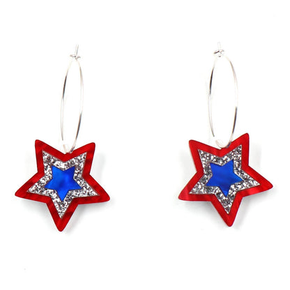 Independence Star Hoop Earring: Red