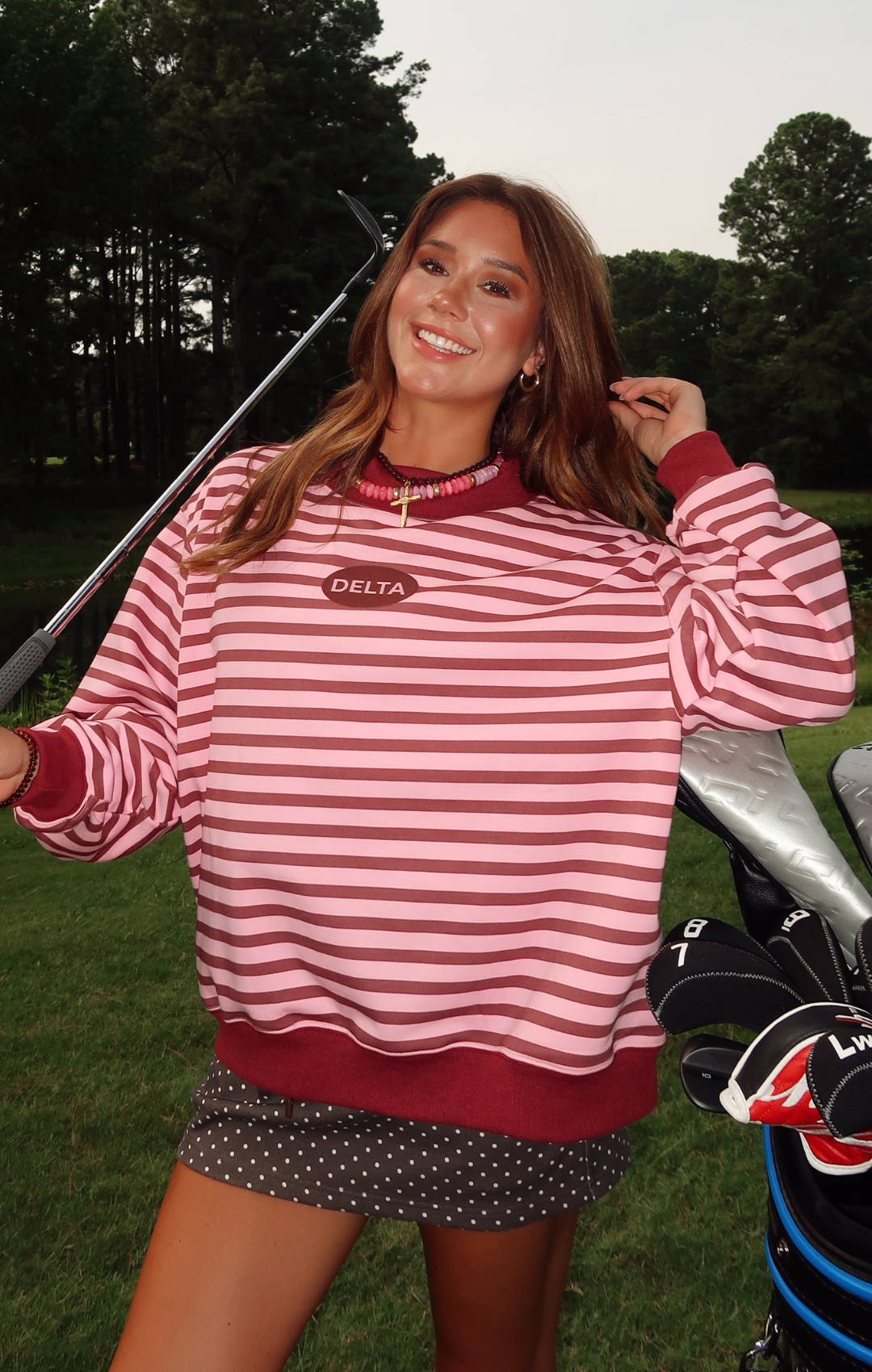 Delta Stripe Mockneck Sweatshirt: L/XL