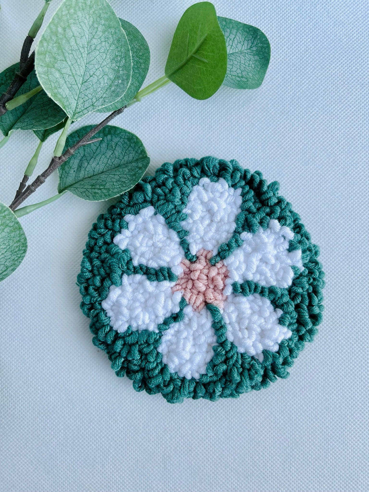 White Beginner Punch Needle Mug Rug Kit