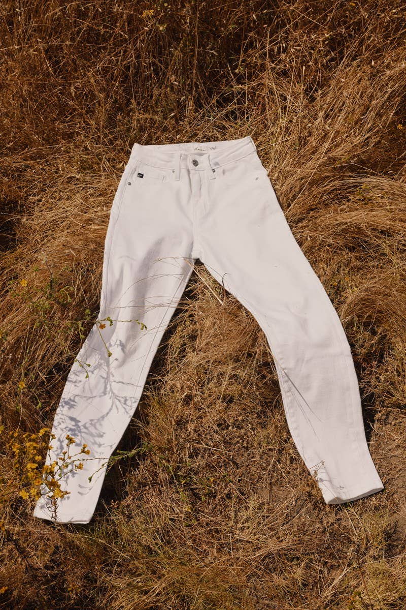 OPEN PACK HIGH RISE SLIM STRAIGHT JEANS-KC11252WT: WHITE / 0/23