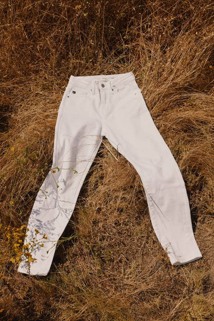 OPEN PACK HIGH RISE SLIM STRAIGHT JEANS-KC11252WT: WHITE / 0/23