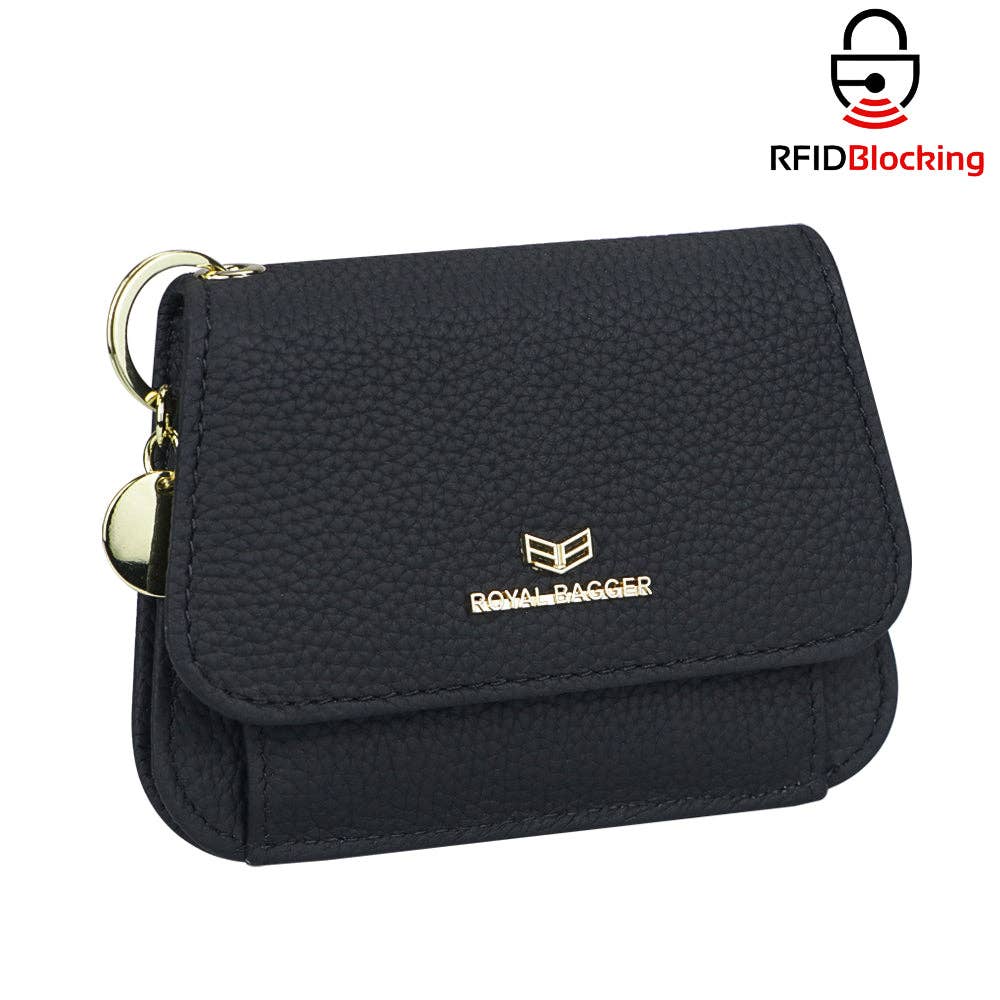 2443 Leather RFID Keychain Wallet: Black