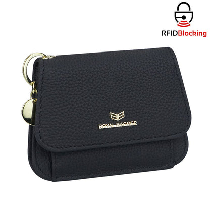 2443 Leather RFID Keychain Wallet: Black