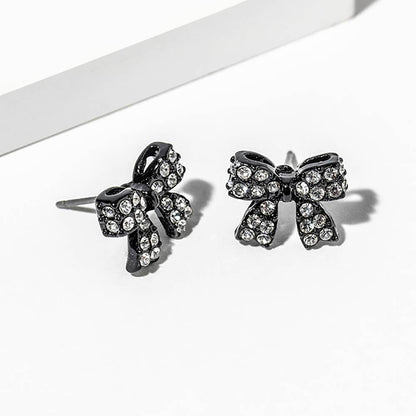 Crystal Rhinestone Bow Stud Earrings: Lt Col Topaz