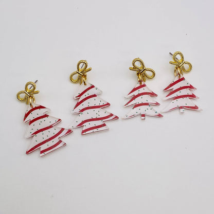 Christmas Cake Festive Acrylic Earrings: Small 1.25&quot;