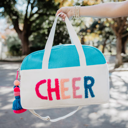 Aqua &quot;Cheer&quot; Weekender Duffle Bag: Aqua