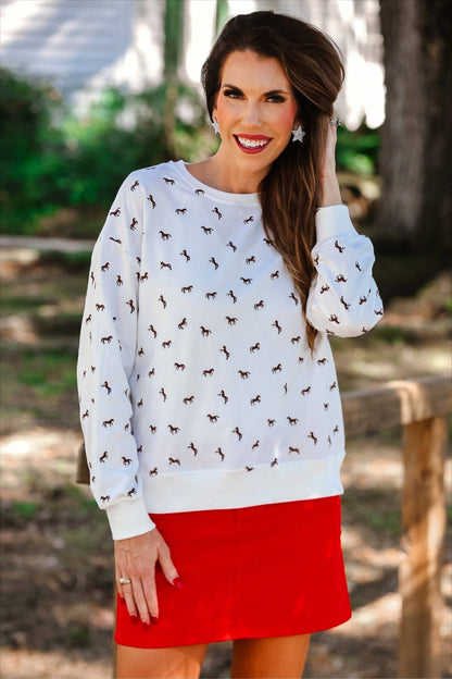 JESS LEA Giddy Up Terry Pullover: White