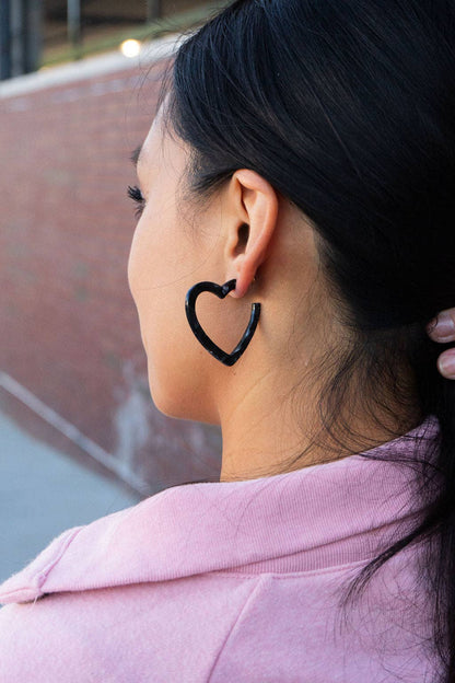 Heart Hoops - Black // Valentine&
