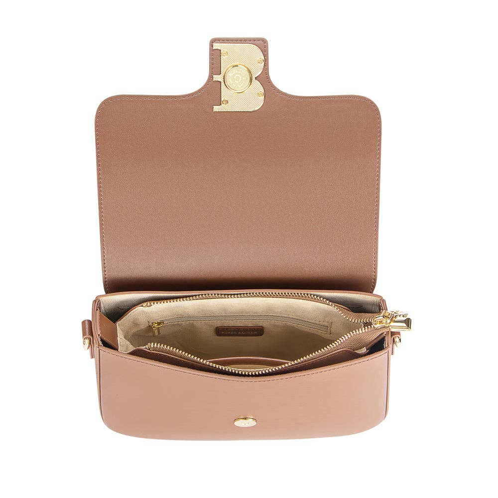 Real Leather Crossbody Box Bag: Brown