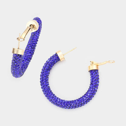 Rhinestone Pave Hoop Earrings
: Red Mt