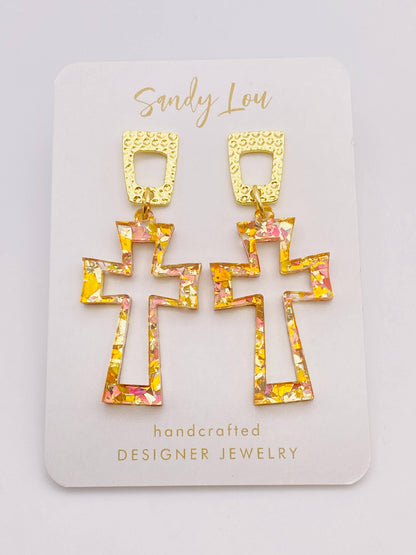 EASTER CRUCIFIX ROSE GOLD GLITTER EAR CANDY  
