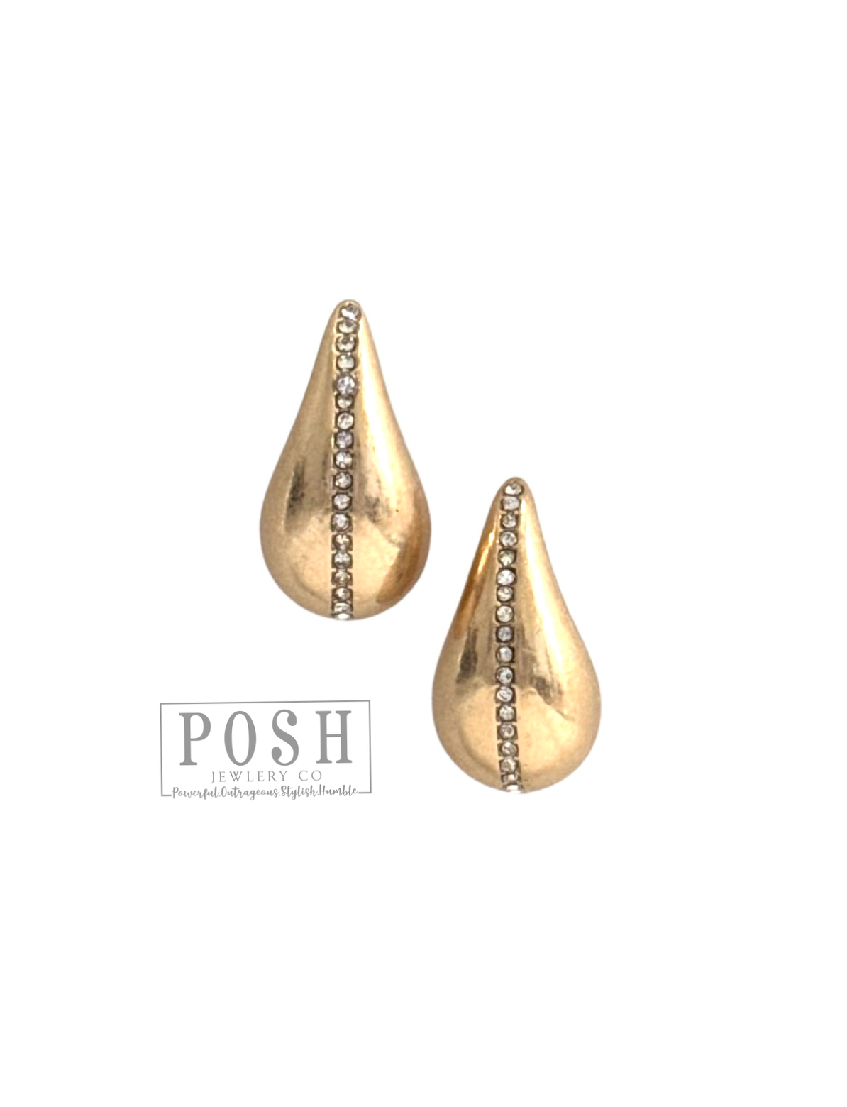 Raindrop rhinestone trail earring: Gold