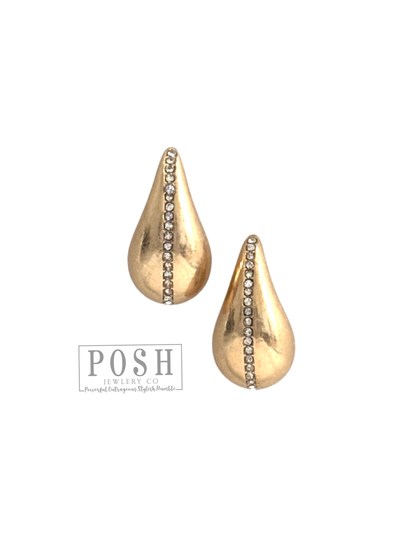 Raindrop rhinestone trail earring: Gold