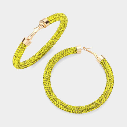 Rhinestone Pave Hoop Earrings
: NV