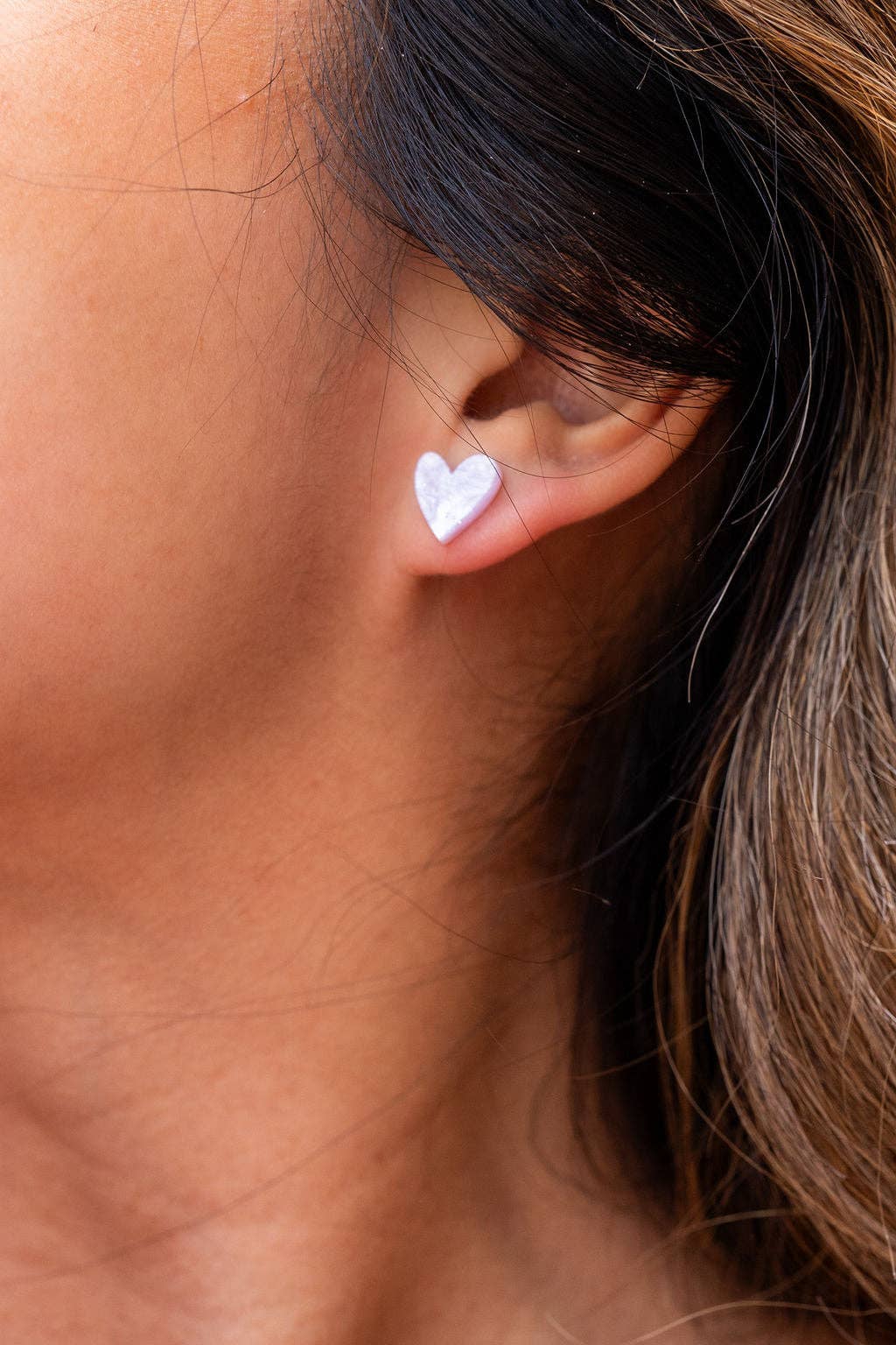 Hand Drawn Heart Studs - Lavender Purple // Jewelry, Earrings, Valentine