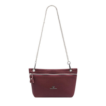 Genuine Leather RFID Crossbody Wallet: WineRed