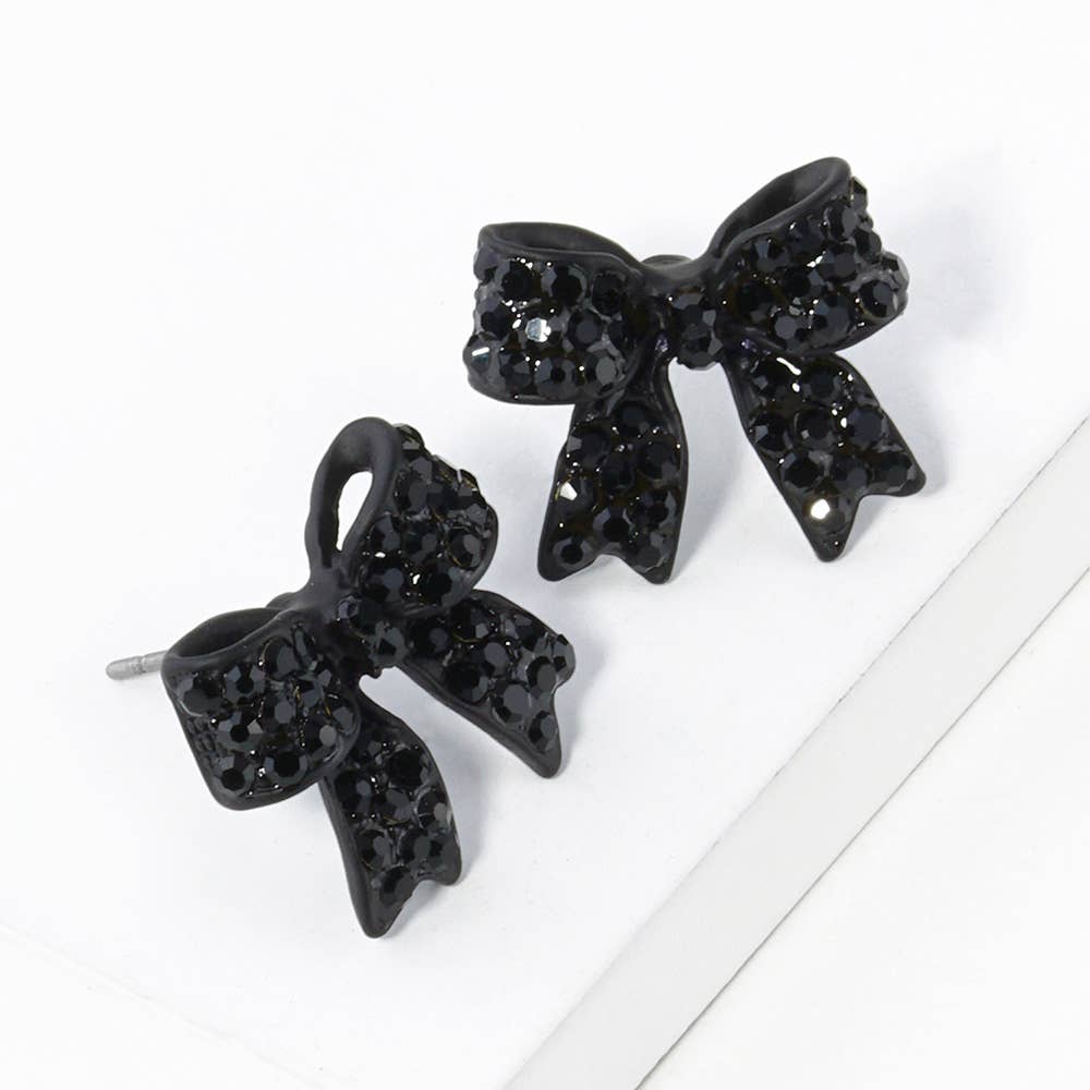 Crystal Rhinestone Pave Bow Stud Earrings
: Topaz