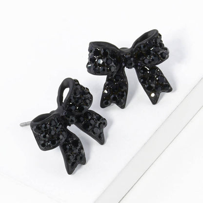 Crystal Rhinestone Pave Bow Stud Earrings
: Topaz